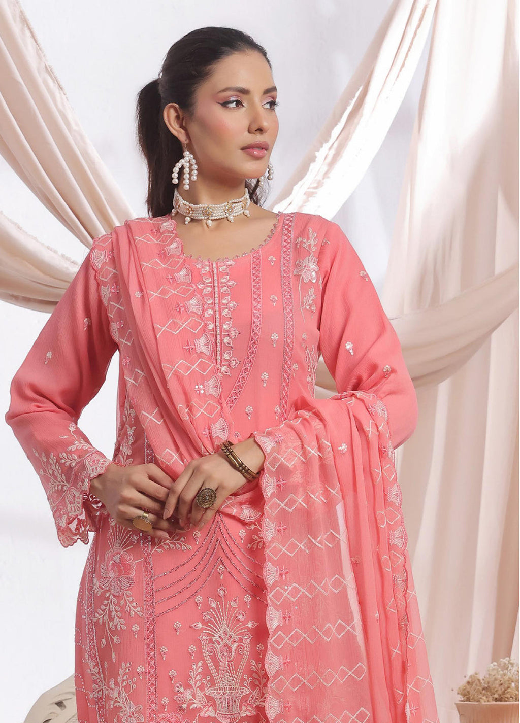 Aaina By Bin Hameed Luxury Embroidered Chiffon Unstitched 3 Piece