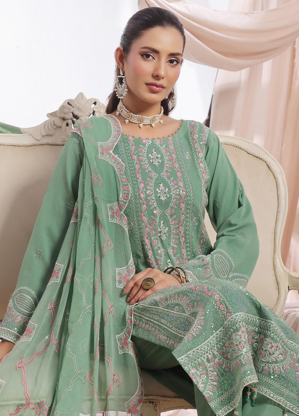 Aaina By Bin Hameed Luxury Embroidered Chiffon Unstitched 3 Piece
