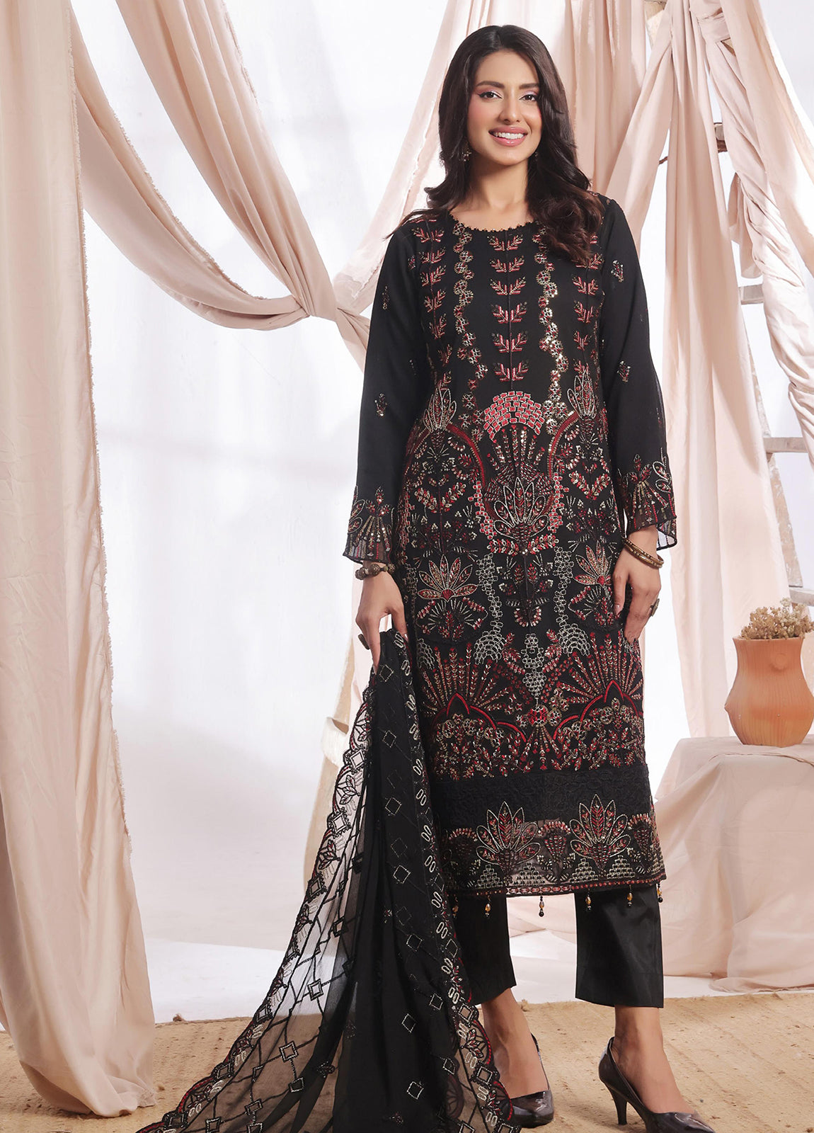 Aaina By Bin Hameed Luxury Embroidered Chiffon Unstitched 3 Piece