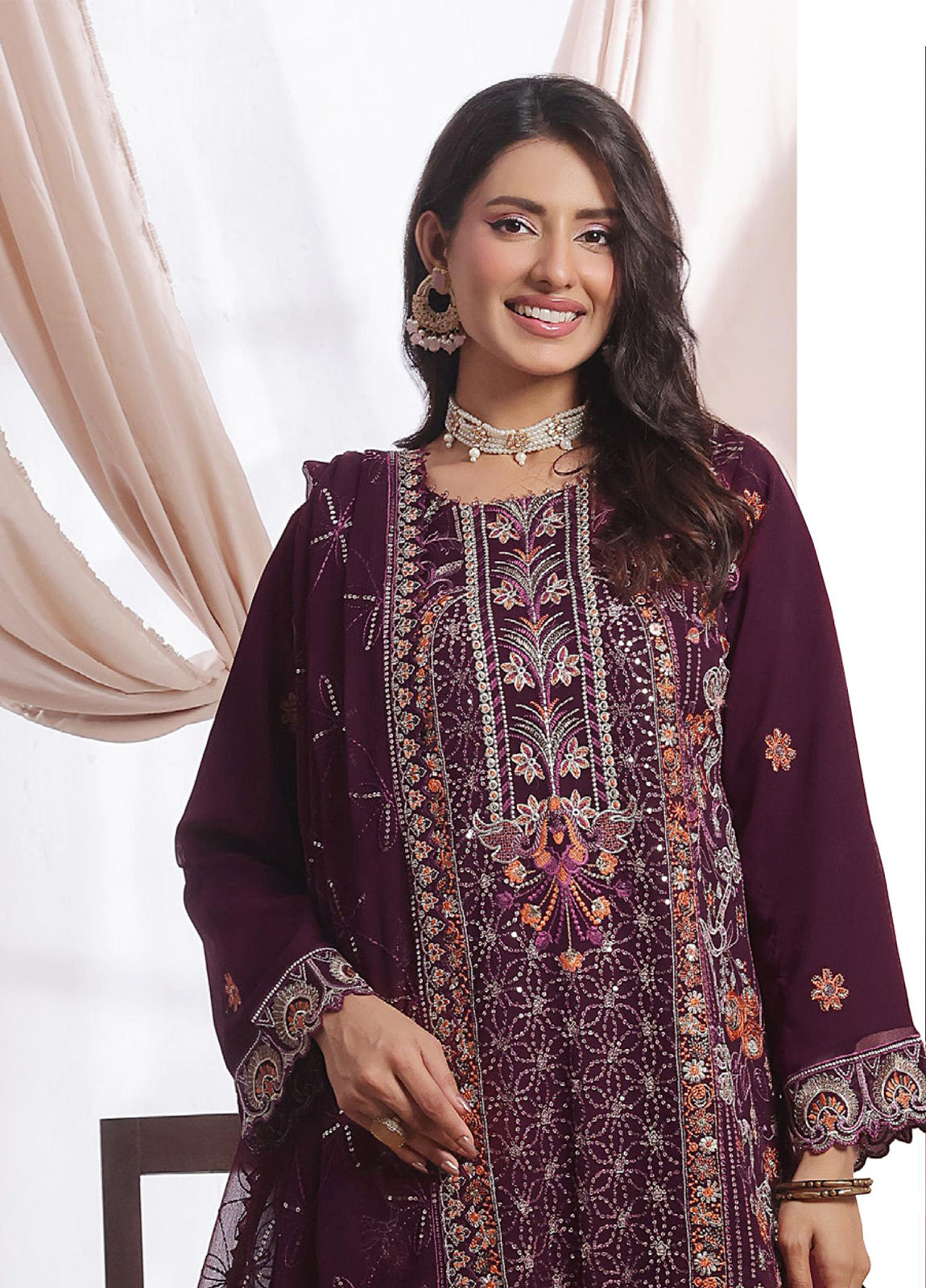 Aaina By Bin Hameed Luxury Embroidered Chiffon Unstitched 3 Piece