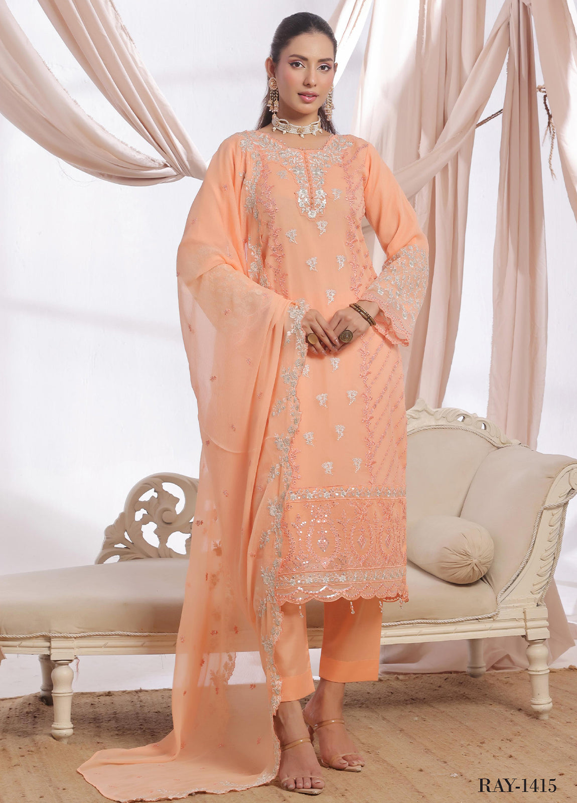 Aaina By Bin Hameed Luxury Embroidered Chiffon Unstitched 3 Piece