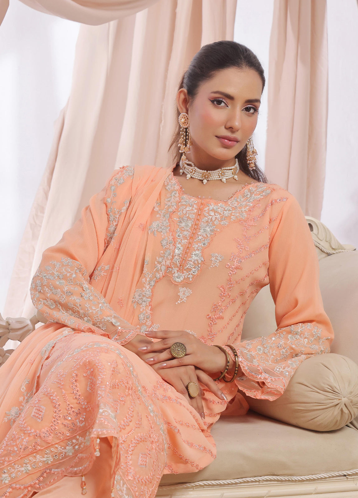 Aaina By Bin Hameed Luxury Embroidered Chiffon Unstitched 3 Piece