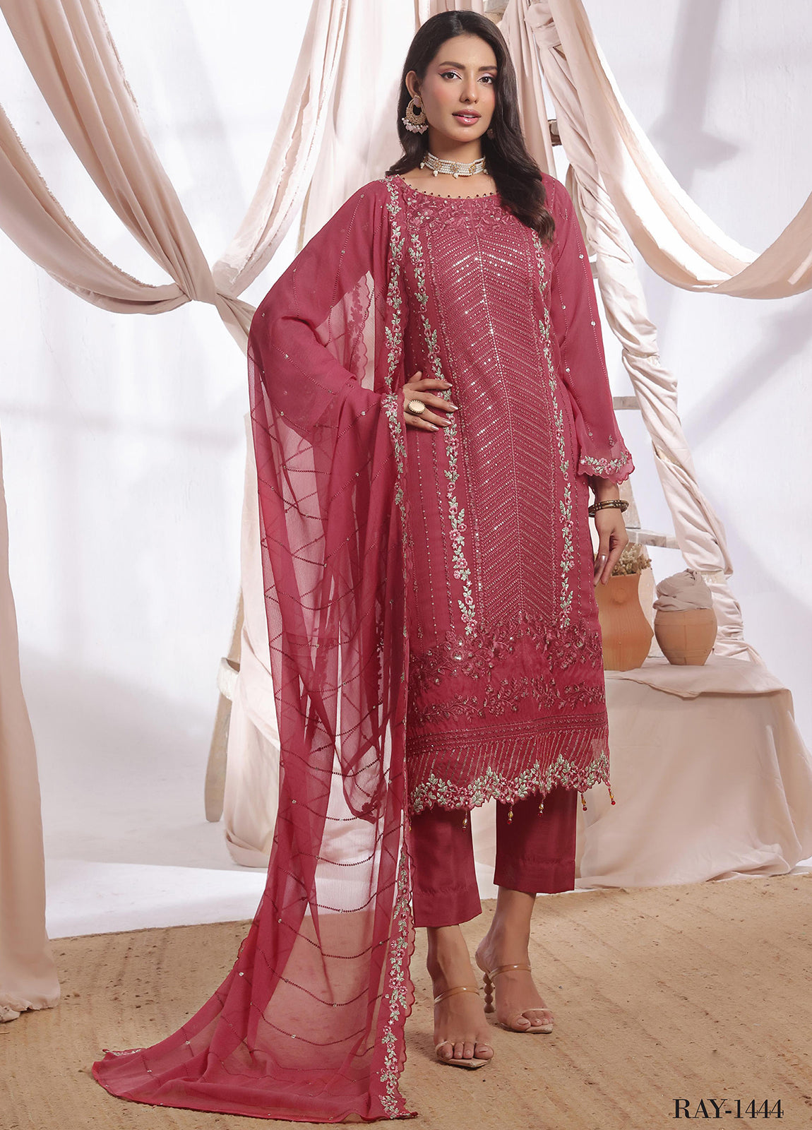 Aaina By Bin Hameed Luxury Embroidered Chiffon Unstitched 3 Piece