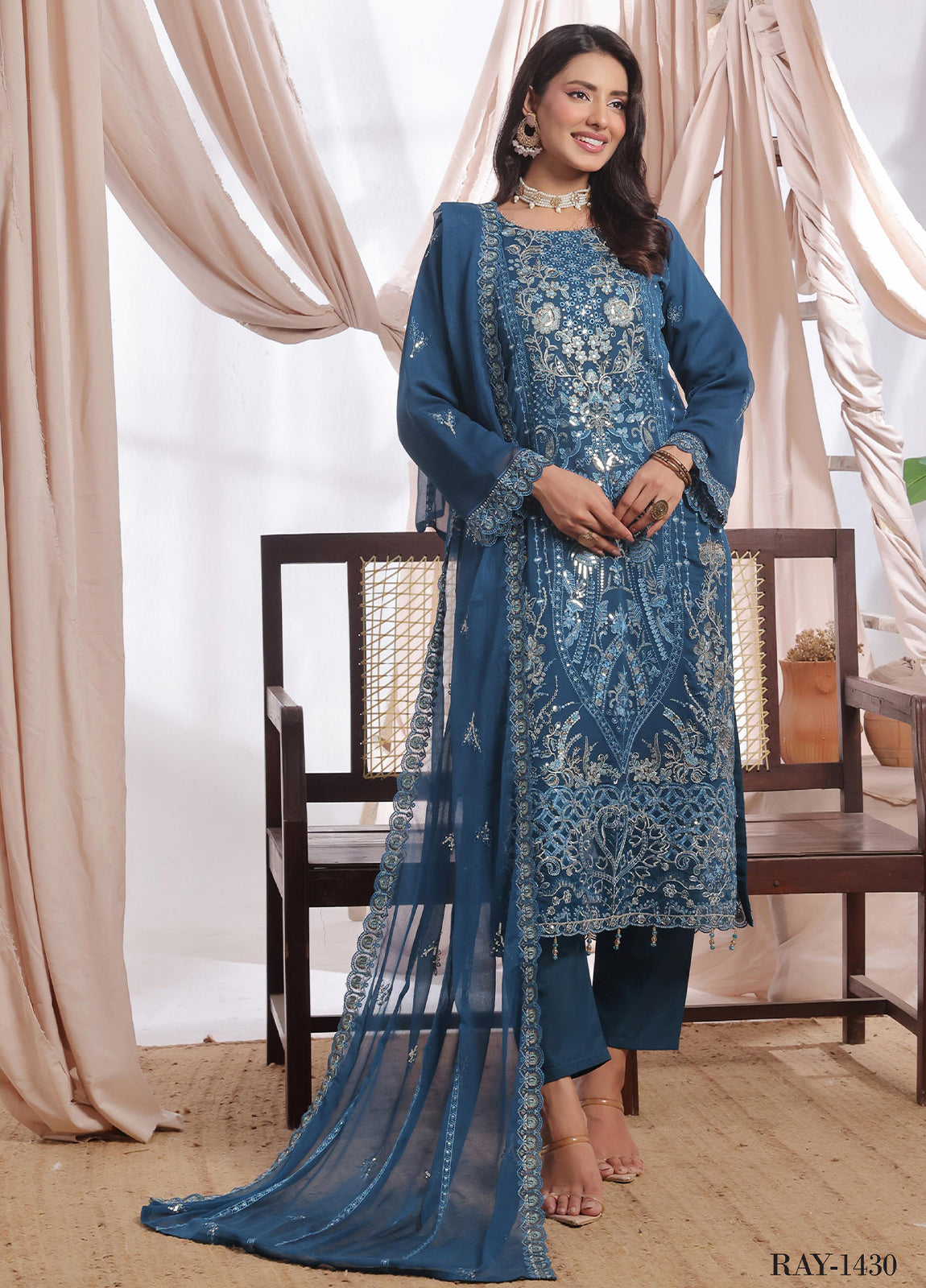 Aaina By Bin Hameed Luxury Embroidered Chiffon Unstitched 3 Piece