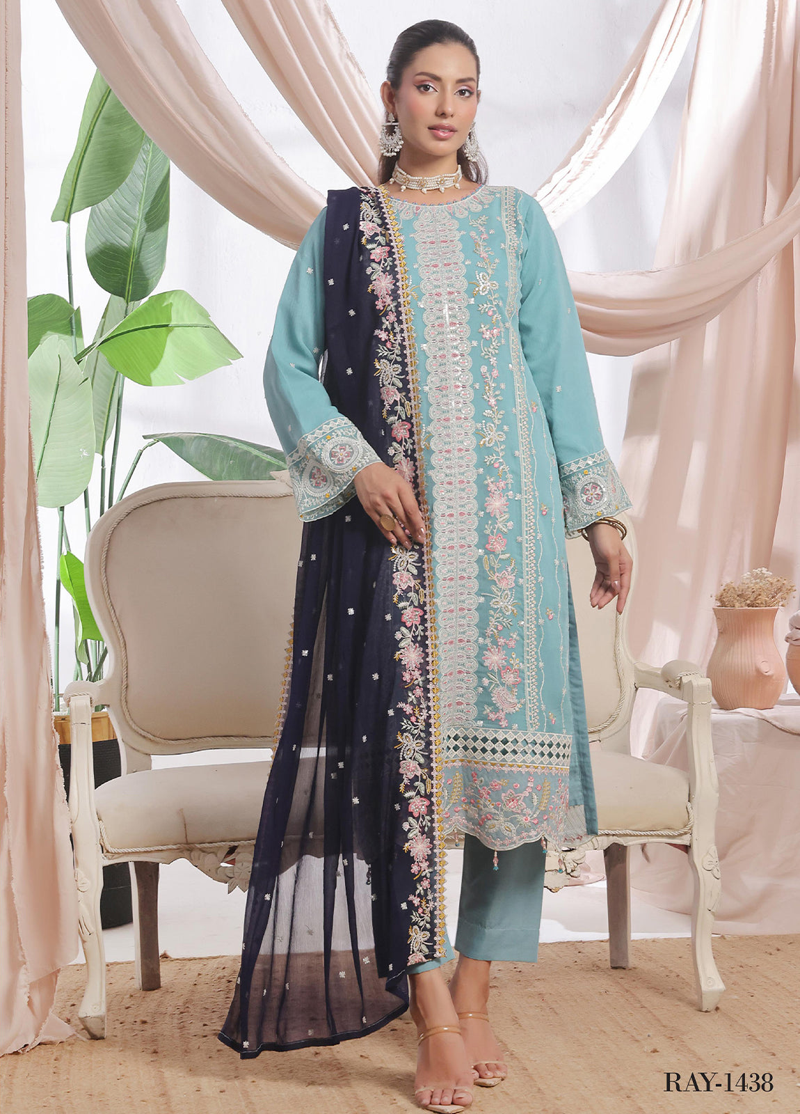 Aaina By Bin Hameed Luxury Embroidered Chiffon Unstitched 3 Piece