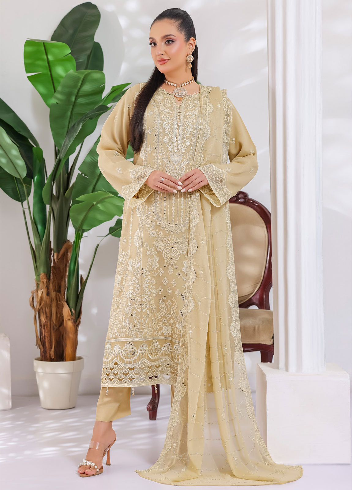 Manisha By Bin Hameed Luxury Embroidered Chiffon Unstitched 3 Piece