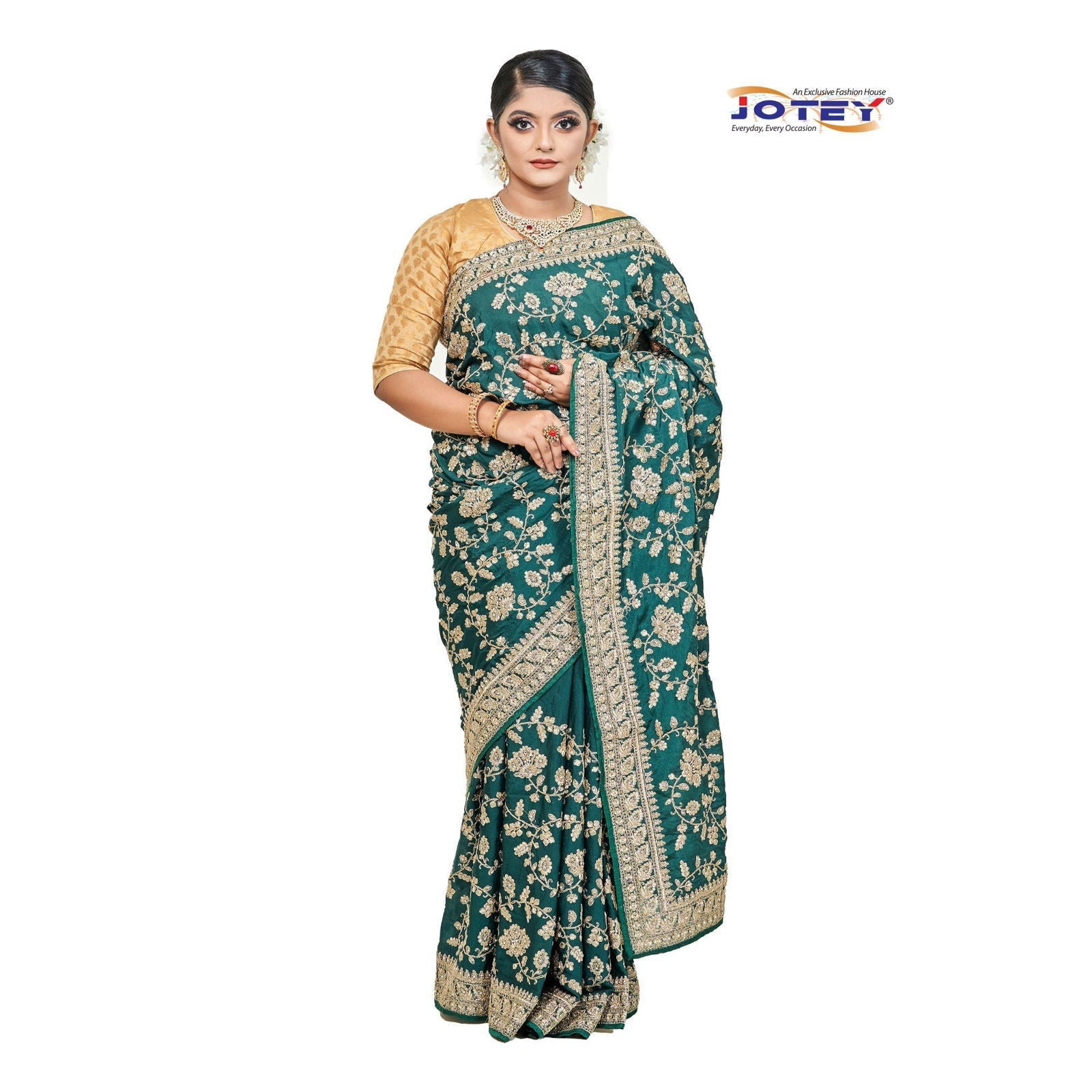 All Over Hand Embroidery Georgette Saree