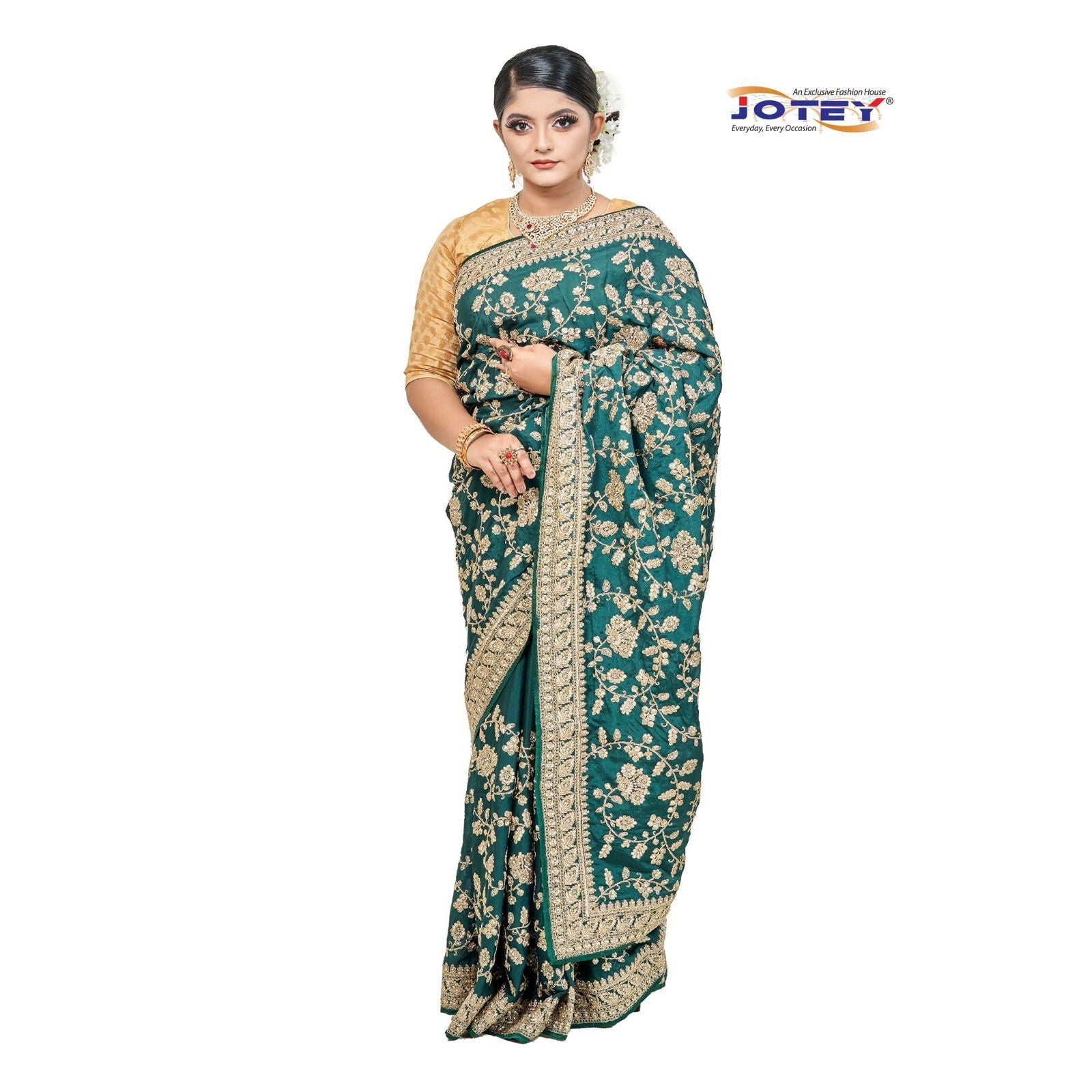 All Over Hand Embroidery Georgette Saree