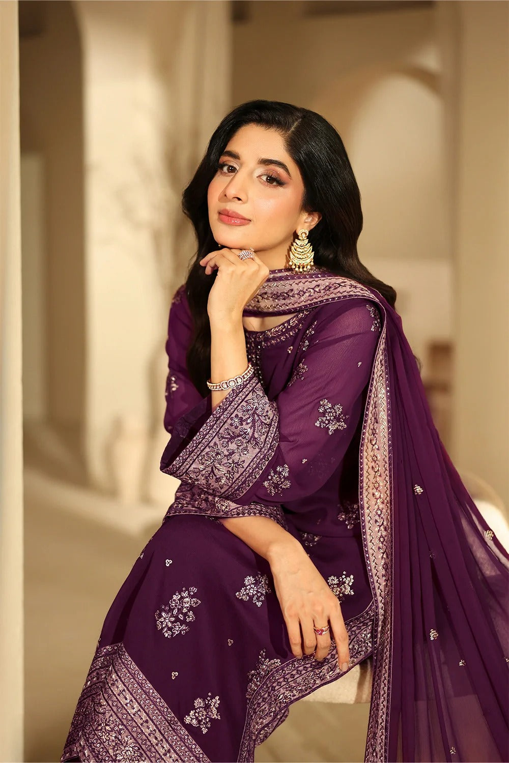 Azure Luxe Eid Edit'26 Sequins Embroidered Chiffon Unstitched 3 Piece