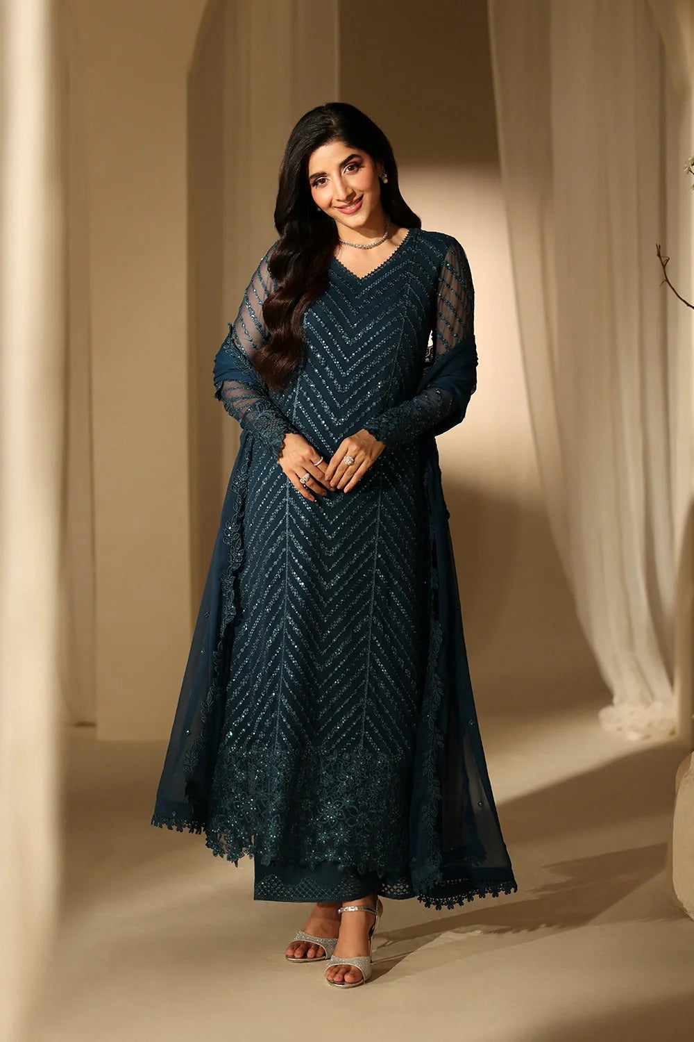 Azure Luxe Eid Edit'26 Sequins Embroidered Chiffon Unstitched 3 Piece