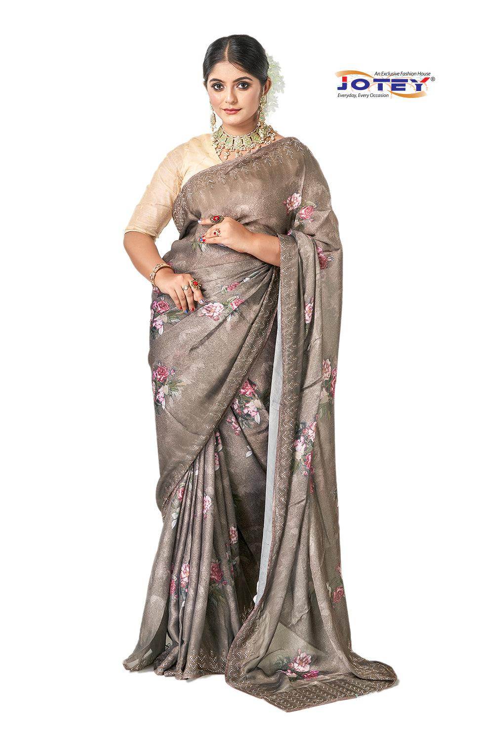 Floral Print Art Silk Saree