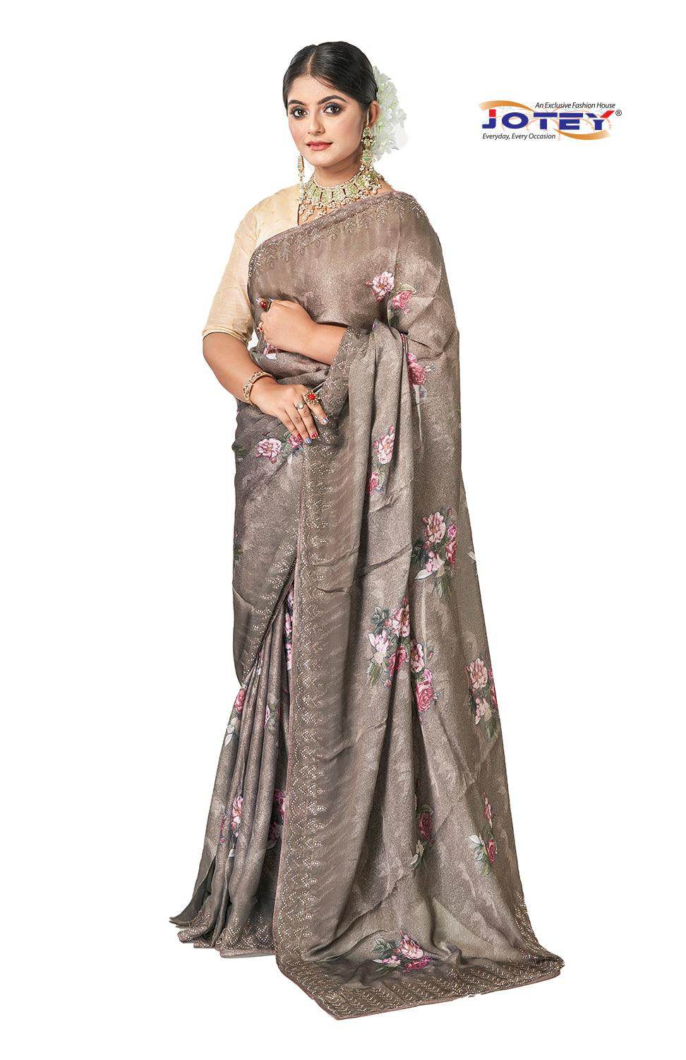 Floral Print Art Silk Saree