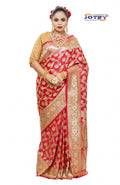 Floral Woven Pure Banarasi Silk Saree in Hot Pink