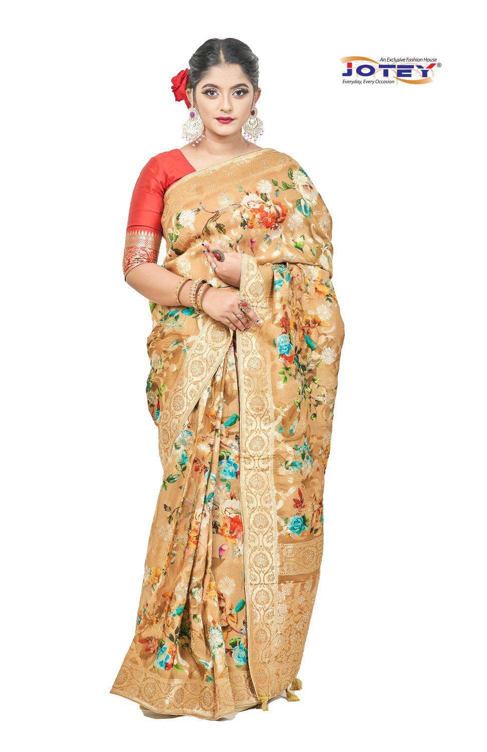 Georgette Banarasi Floral Printed Saree