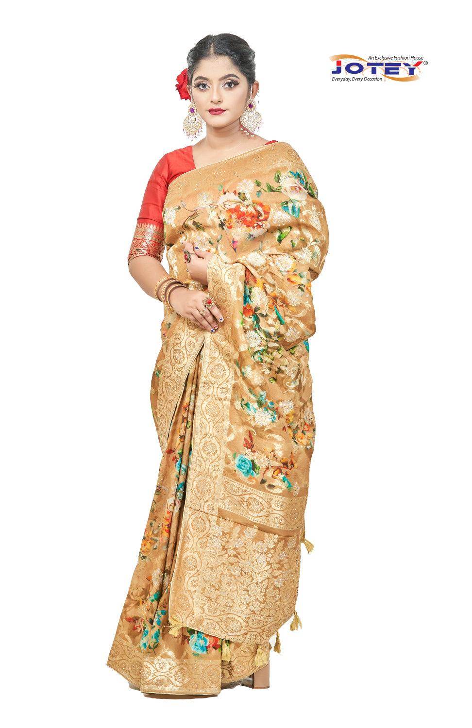 Georgette Banarasi Floral Printed Saree