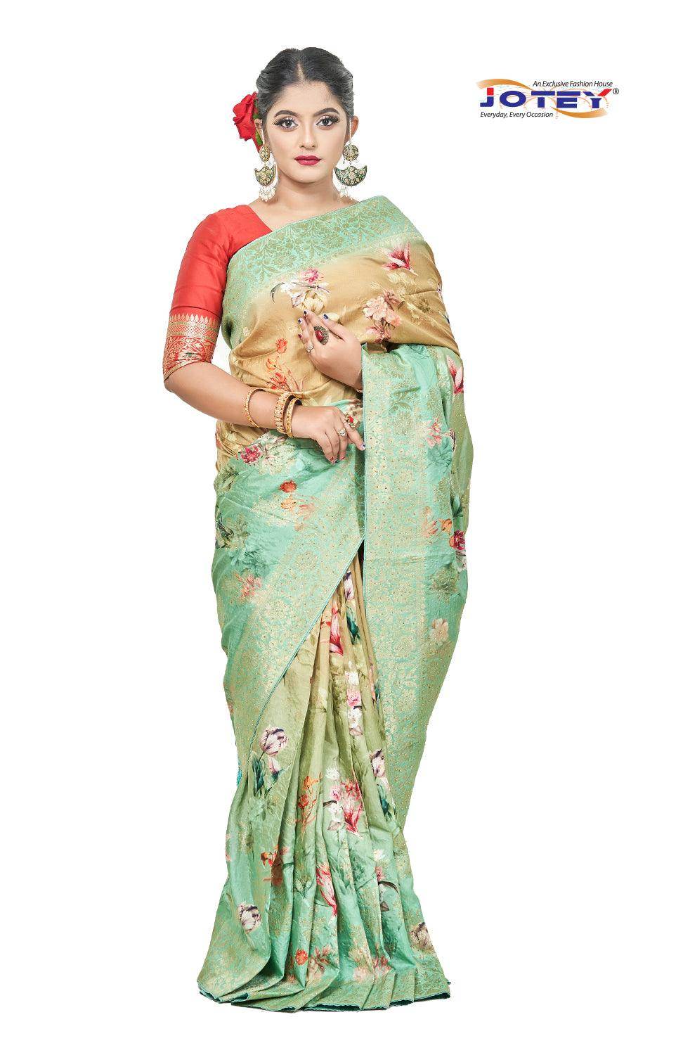 Georgette Banarasi Floral Printed Saree