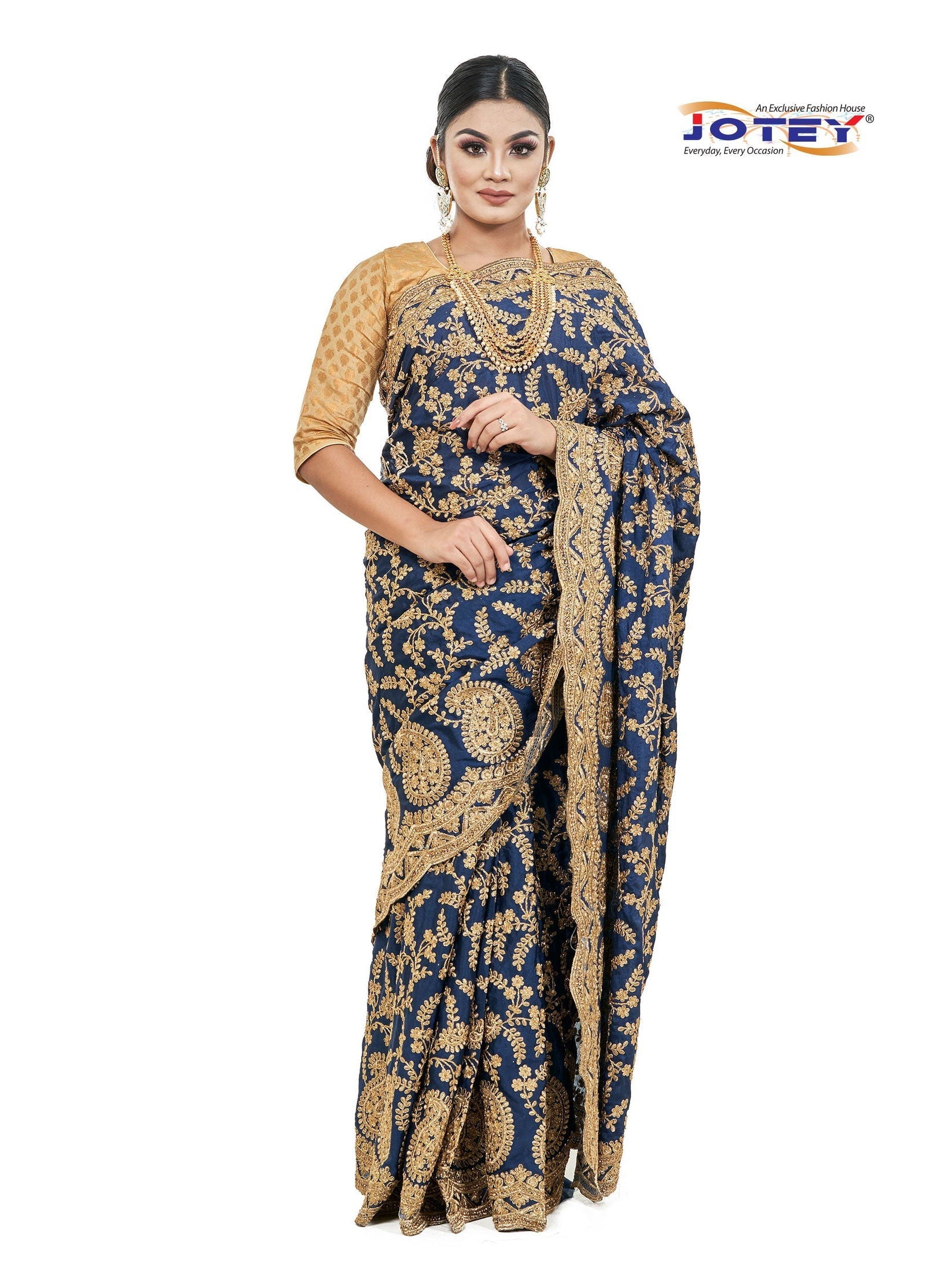 Italian Crape Silk Embroidered Saree