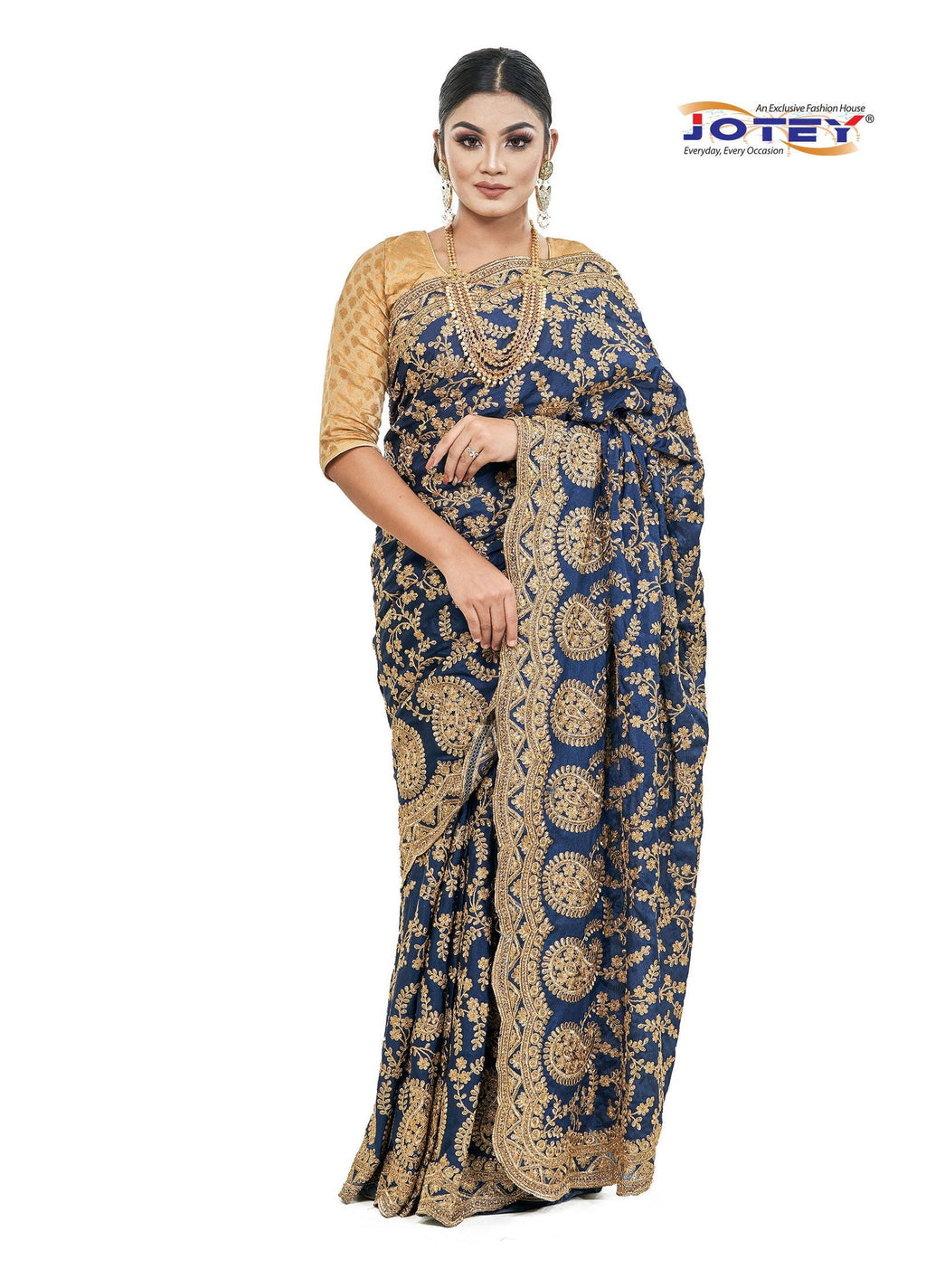 Italian Crape Silk Embroidered Saree