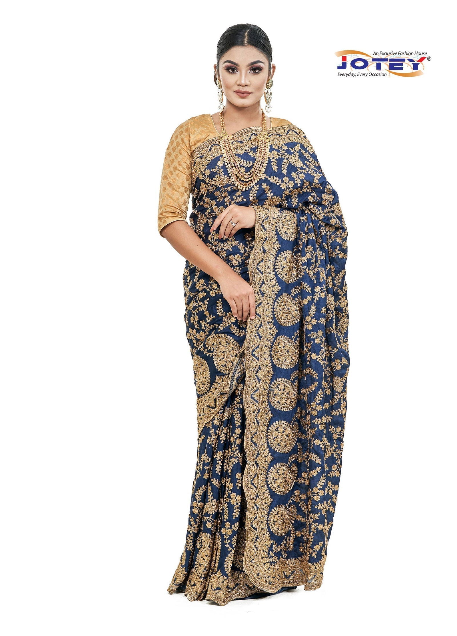 Italian Crape Silk Embroidered Saree